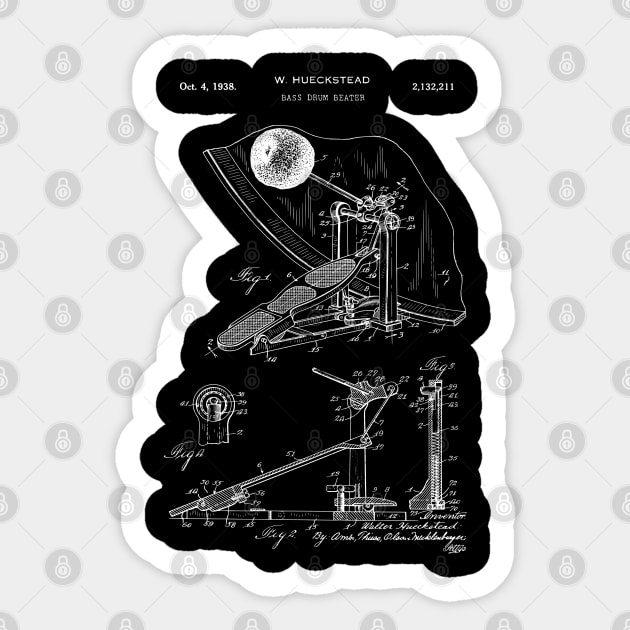 Percussion Player Gift Patent Art 1938 Sticker by MadebyDesign